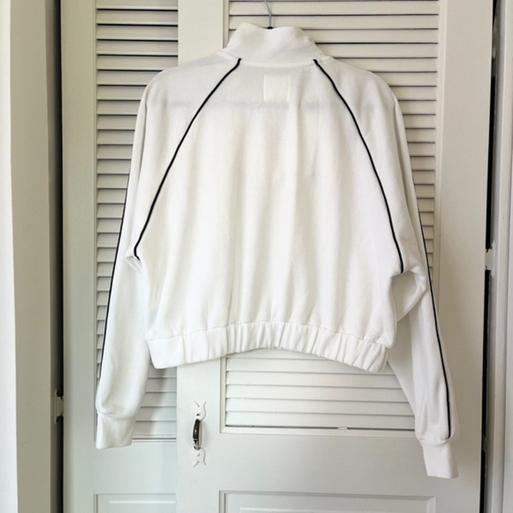 Lazy Sunday Cropped Quarter Zip Pullover Sweatshirt  White Sz Large - Picture 4 of 9